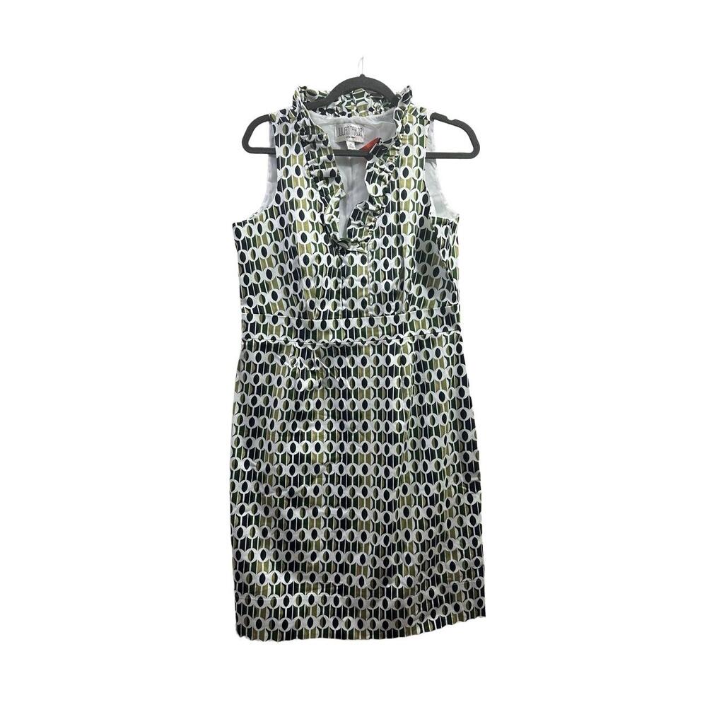 NWT Julian Taylor Dress Womens Size 14 Patterned Sleeveless Ruffled Neckline